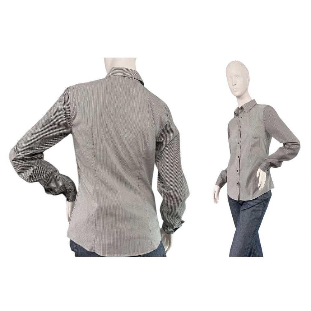 Etro Black & White Stripe Cotton Long Sleeve Shirt  Stripes & Gingham Size 38 S
